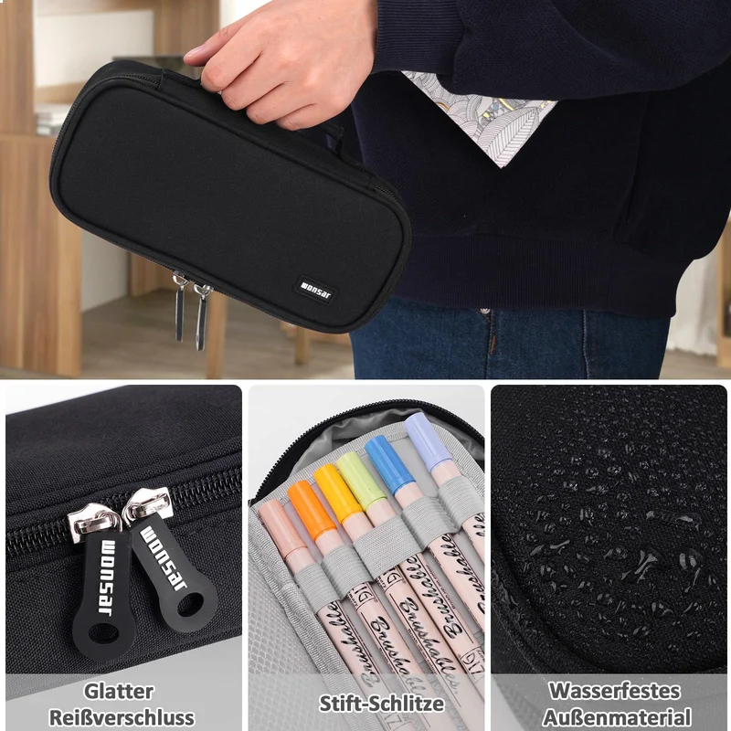 wonsar Federmäppchen Mäppchen Federtasche Etui 4 Fach Federmäppchen Mädchen Jungen Teenager Schlamppermäppchen für Schule & Büro