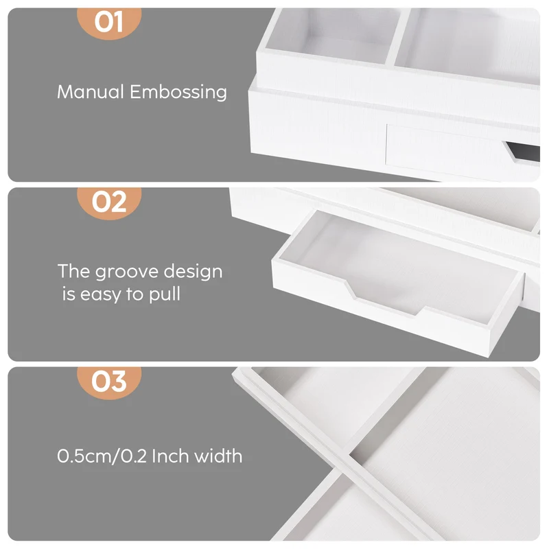 JiaWei Büro Schreibtisch Organizer mit 6 Fächern & Schubladen, Multifunktionaler Stiftehalter, aus Extra Stabil Karton, Desk Organizer, ideal für Bürobedarf - Weiß