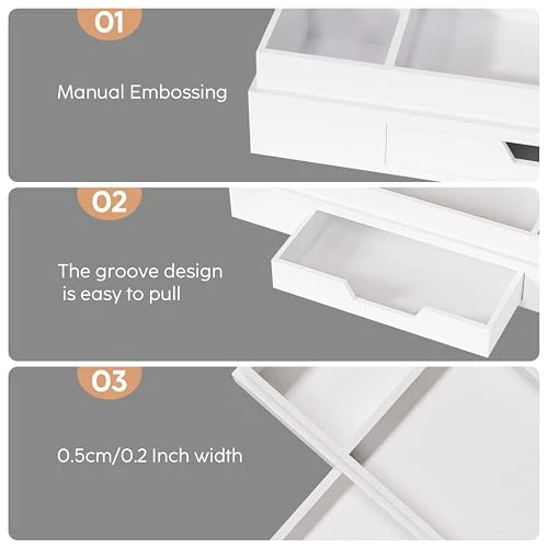 JiaWei Büro Schreibtisch Organizer mit 6 Fächern & Schubladen, Multifunktionaler Stiftehalter, aus Extra Stabil Karton, Desk Organizer, ideal für Bürobedarf - Weiß