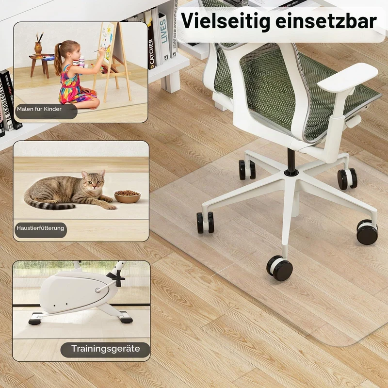LIFEZEAL Bodenschutzmatte, Bodenunterlage Bürostuhl Unterlage, Fussbodenschutz Transparent, Schreibtischunterlage Stuhlunterlage für Hartböden (Transparent, 180 x 160 cm)