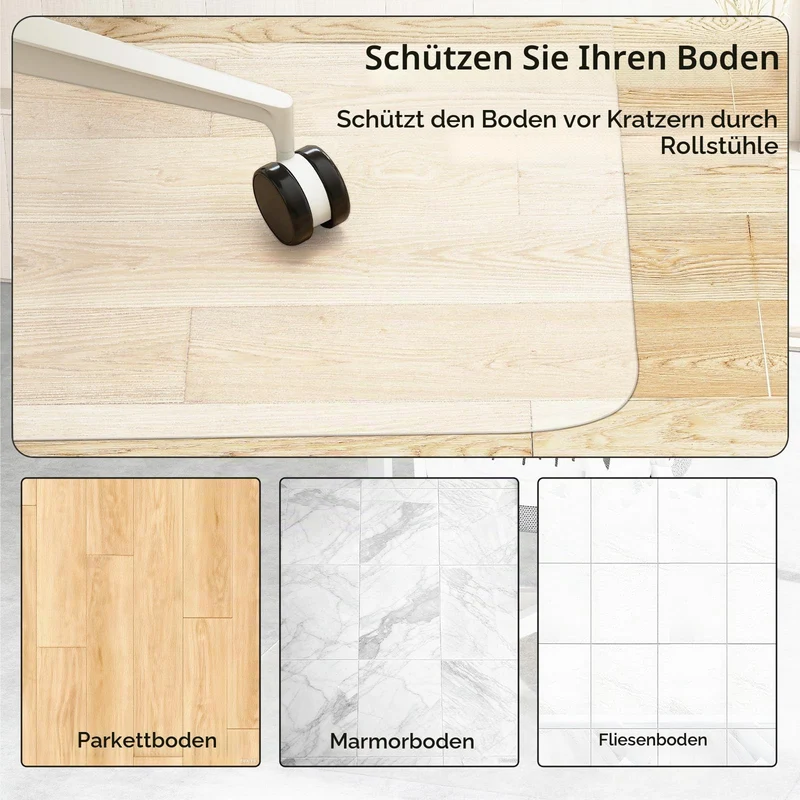 LIFEZEAL Bodenschutzmatte, Bodenunterlage Bürostuhl Unterlage, Fussbodenschutz Transparent, Schreibtischunterlage Stuhlunterlage für Hartböden (Transparent, 180 x 160 cm)