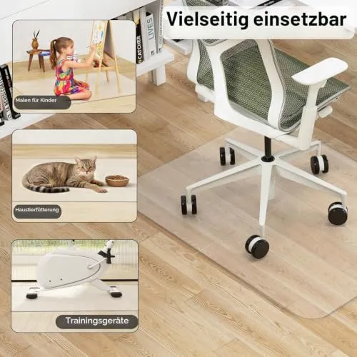 LIFEZEAL Bodenschutzmatte, Bodenunterlage Bürostuhl Unterlage, Fussbodenschutz Transparent, Schreibtischunterlage Stuhlunterlage für Hartböden (Transparent, 180 x 160 cm)