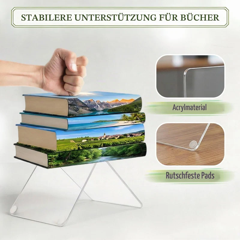10 Stück Transparent Buchstützen, Acryl-Buchstützen für Regale