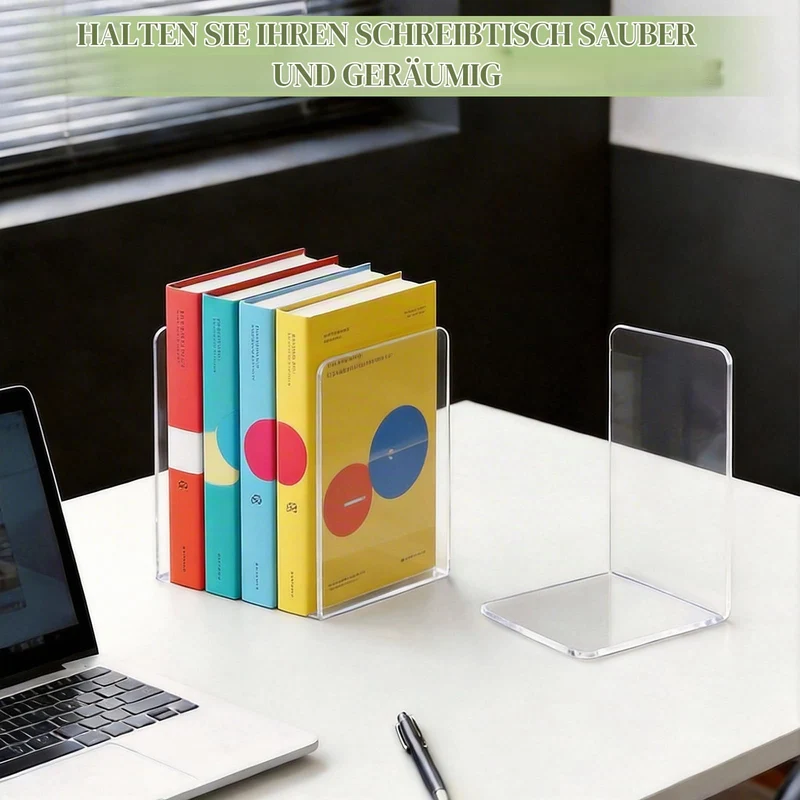 10 Stück Transparent Buchstützen, Acryl-Buchstützen für Regale