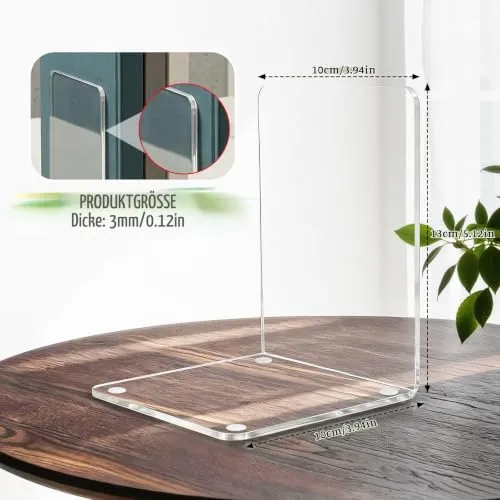 10 Stück Transparent Buchstützen, Acryl-Buchstützen für Regale