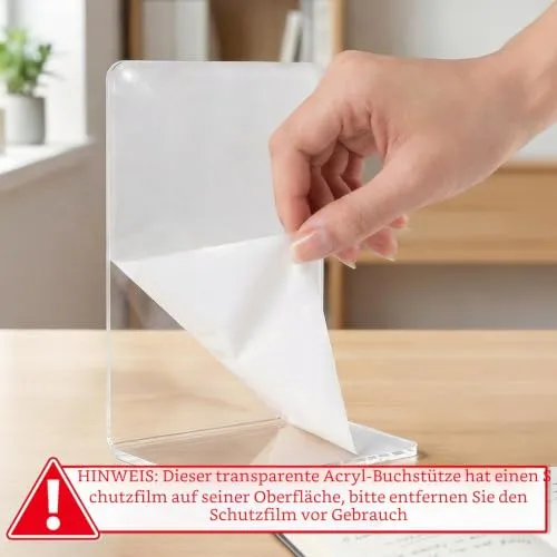 10 Stück Transparent Buchstützen, Acryl-Buchstützen für Regale