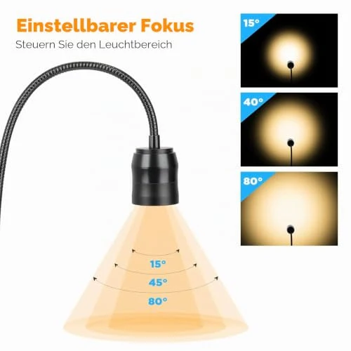 Dimmbare LED-Klemmlampe, Zoombare Leselampe Bett mit 10 Dimmstufen, 2 Stück