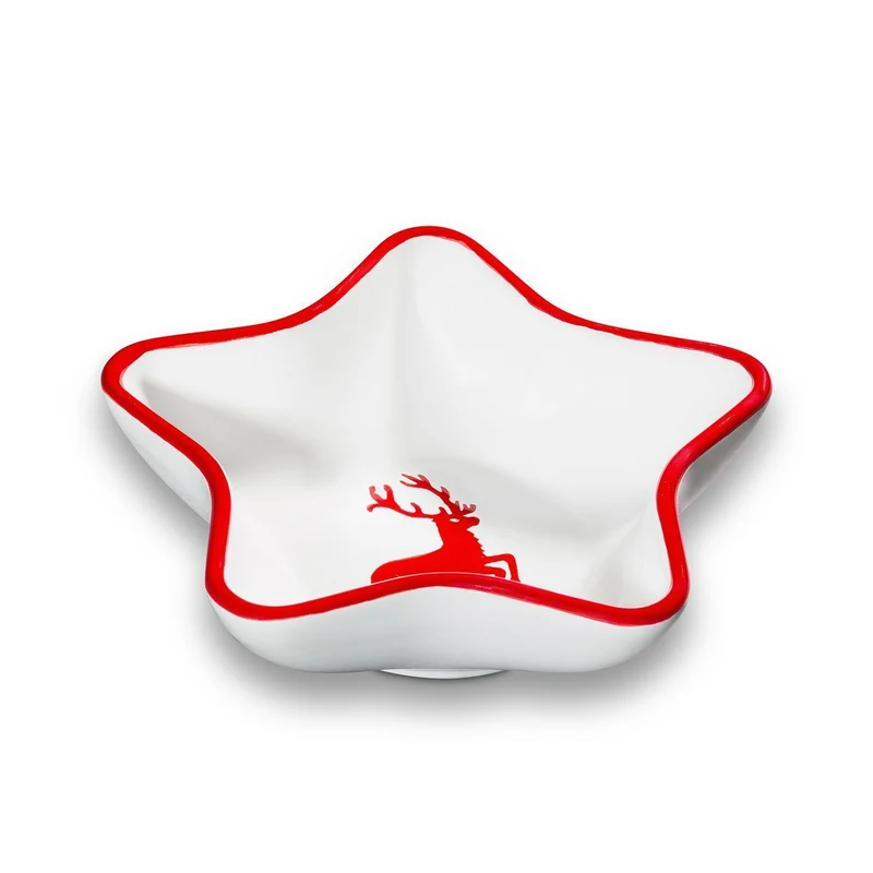 Gmundner Keramik 'Rubinroter Hirsch - Sternschale (L: 14cm)'