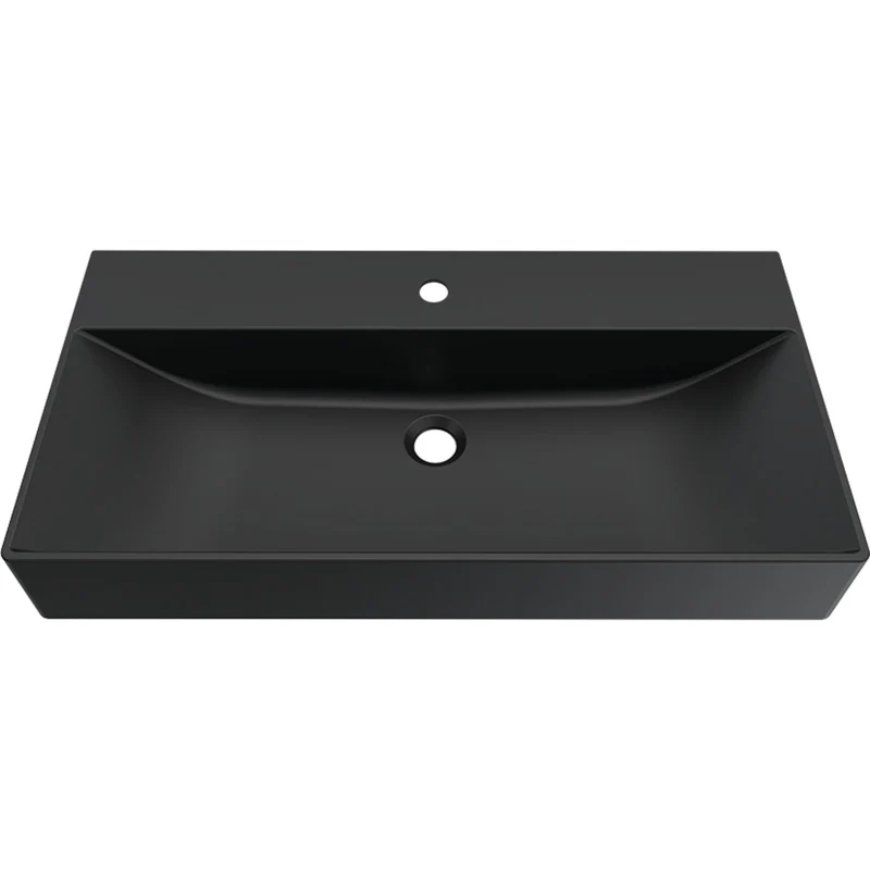 ELLECI: Aufbauwaschtisch PURO 80, Duratek®, ohne Überlauf, Schwarz matt 87827 80 cm