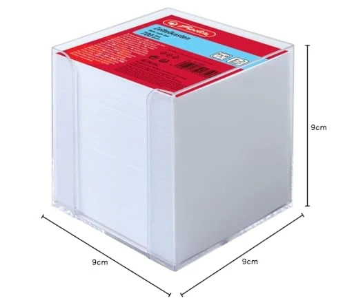 Herlitz befüllter Zettelkasten transparent, 9 x 9 x 9 cm, 700 Blatt, weiß