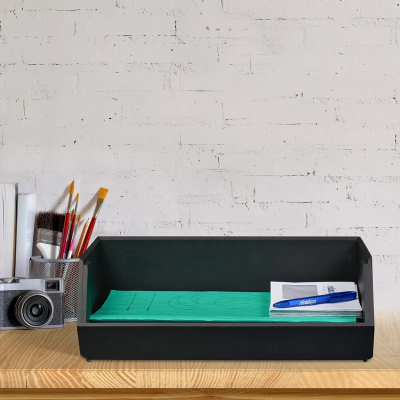 Relaxdays Schreibtischorganizer, 1 Fach, Bambusbox stapelbar, anthrazit