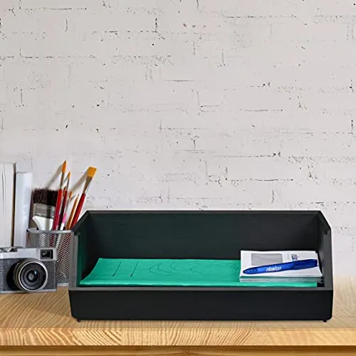Relaxdays Schreibtischorganizer, 1 Fach, Bambusbox stapelbar, anthrazit