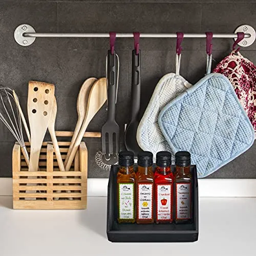Relaxdays Schreibtischorganizer, 1 Fach, Bambusbox stapelbar, anthrazit