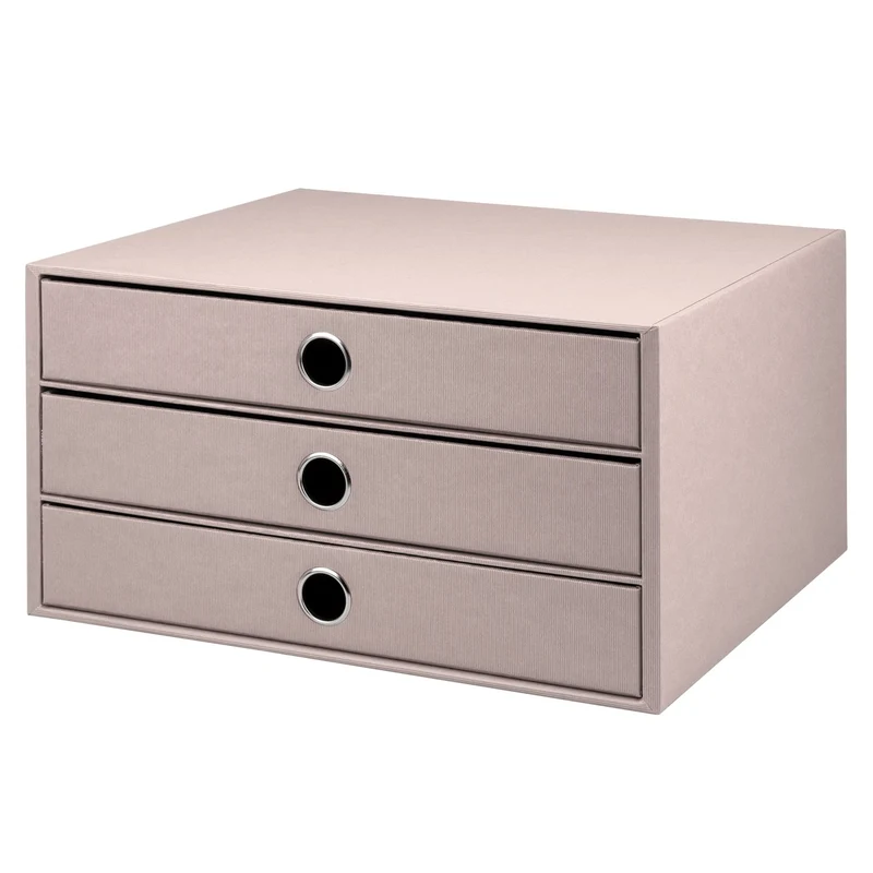 Rössler SOHO 3er Schubladenbox A4 aus Papier | Büro Organizer Schreibtisch| Schubladen Organizer Büro Zubehör & Bürobedarf | Schreibtisch Organizer Box | 34 x 25 x 19 cm | 1 Stück | Farbe: Powder
