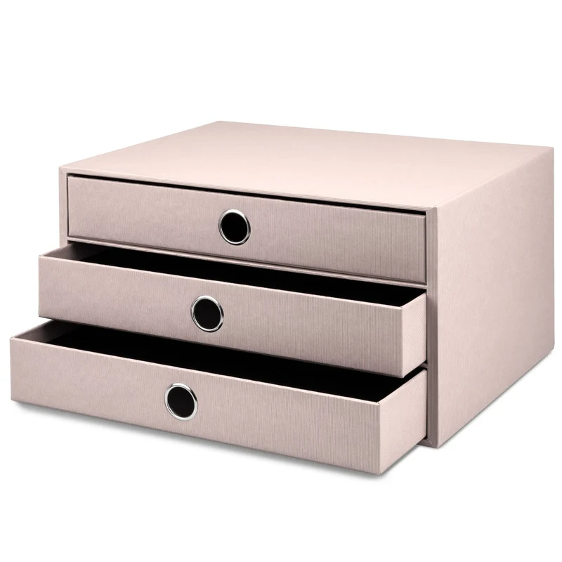 Rössler SOHO 3er Schubladenbox A4 aus Papier | Büro Organizer Schreibtisch| Schubladen Organizer Büro Zubehör & Bürobedarf | Schreibtisch Organizer Box | 34 x 25 x 19 cm | 1 Stück | Farbe: Powder