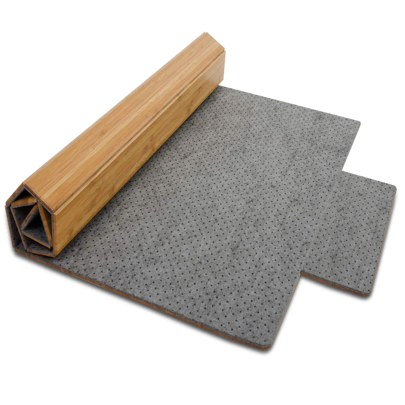 Floordirekt Bambus-Bodenschutzmatte für Hartböden und Teppich | Mit Filz-Unterfütterung | Gumminoppen für festen Halt | Aus natürlichem Bambus | 2 Farben (90 x 120 cm, Hell - mit Lippe)