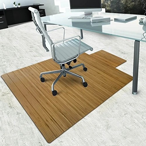 Floordirekt Bambus-Bodenschutzmatte für Hartböden und Teppich | Mit Filz-Unterfütterung | Gumminoppen für festen Halt | Aus natürlichem Bambus | 2 Farben (90 x 120 cm, Hell - mit Lippe)