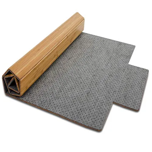 Floordirekt Bambus-Bodenschutzmatte für Hartböden und Teppich | Mit Filz-Unterfütterung | Gumminoppen für festen Halt | Aus natürlichem Bambus | 2 Farben (90 x 120 cm, Hell - mit Lippe)