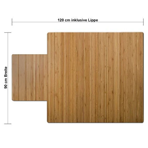 Floordirekt Bambus-Bodenschutzmatte für Hartböden und Teppich | Mit Filz-Unterfütterung | Gumminoppen für festen Halt | Aus natürlichem Bambus | 2 Farben (90 x 120 cm, Hell - mit Lippe)