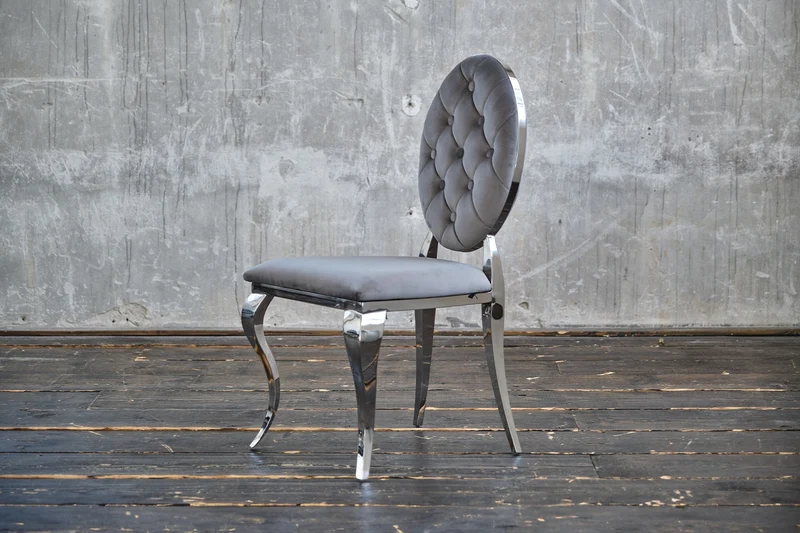 B-Ware KAWOLA Stuhl LINDA Esszimmerstuhl Barock Velvet grau