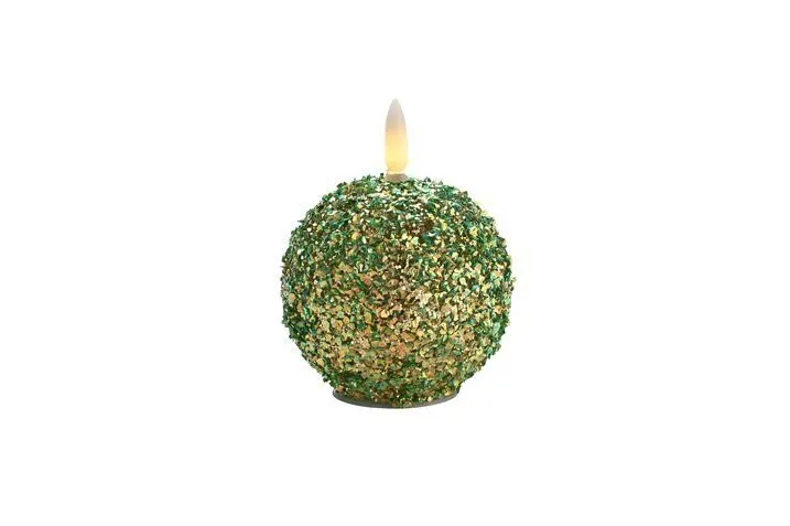 Seoul, Glaskugel mit LED, Gift Company, Glitzer, grün, D8cm