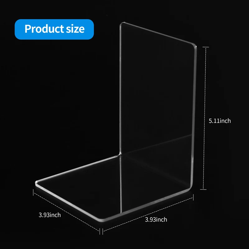 6 Stück Transparente Buchstützen aus Acryl,Buchstützen-Set mit rutschfesten Aufklebern.Geeignet für Schreibtischorganisation, transparente Dekoration, Fotodisplay.
