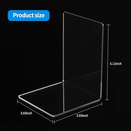 6 Stück Transparente Buchstützen aus Acryl,Buchstützen-Set mit rutschfesten Aufklebern.Geeignet für Schreibtischorganisation, transparente Dekoration, Fotodisplay.