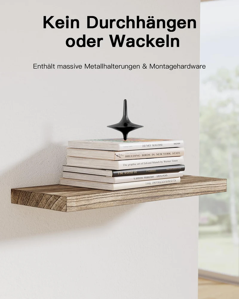 Amada Wandregal Holz Set aus 4, 40cm Paulownia-Holz Schweberegal, Hellbraun