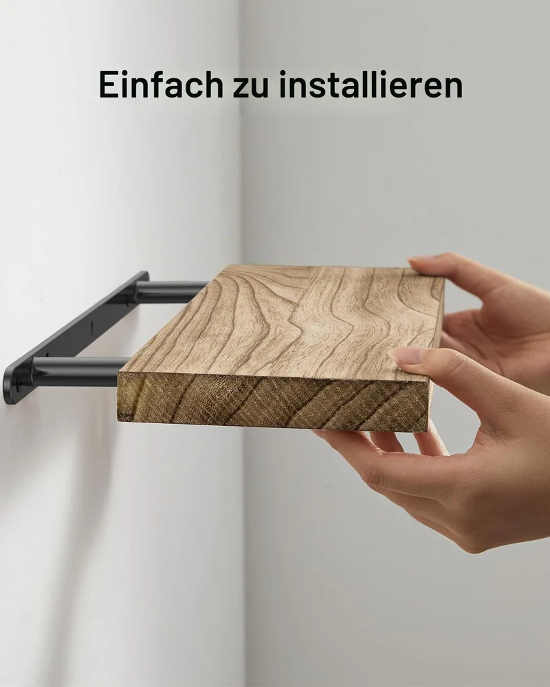 Amada Wandregal Holz Set aus 4, 40cm Paulownia-Holz Schweberegal, Hellbraun