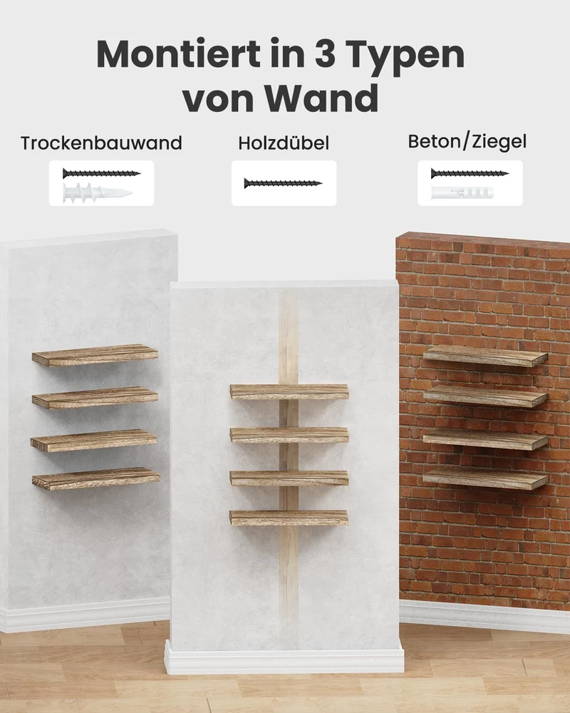 Amada Wandregal Holz Set aus 4, 40cm Paulownia-Holz Schweberegal, Hellbraun