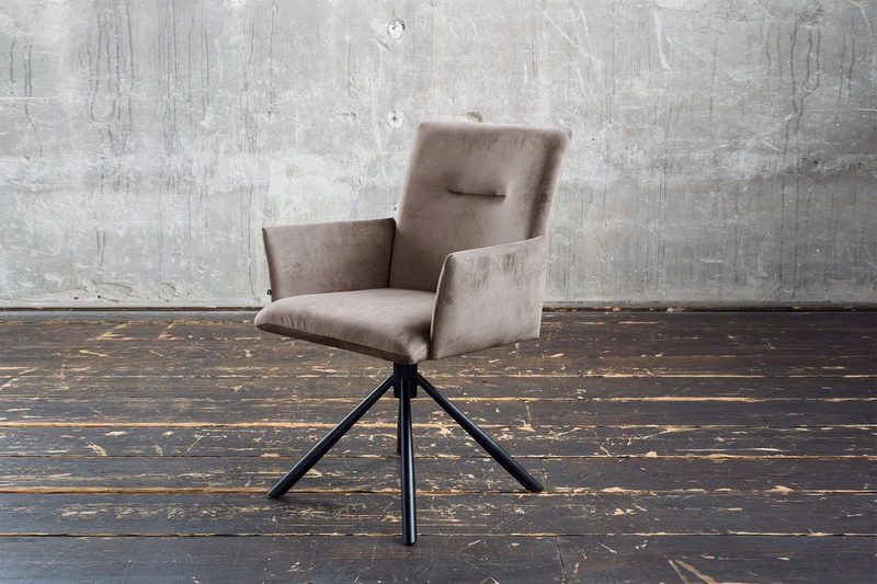 KAWOLA Esszimmerstuhl KYRA Drehstuhl Velvet taupe