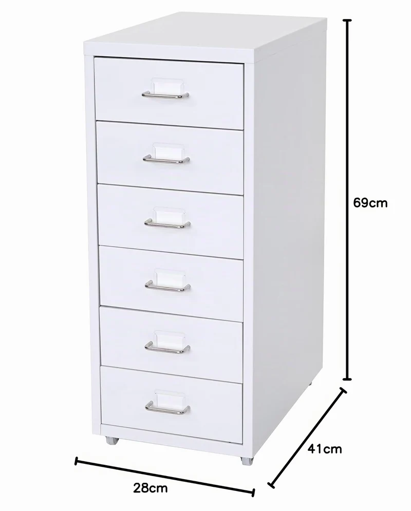 PROREGAL Rollcontainer Housten HxBxT 69x28x41cm 6 Schubladen Weiß Schubladenschrank Stahlschrank
