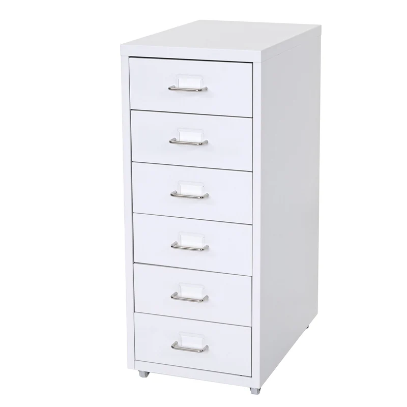 PROREGAL Rollcontainer Housten HxBxT 69x28x41cm 6 Schubladen Weiß Schubladenschrank Stahlschrank