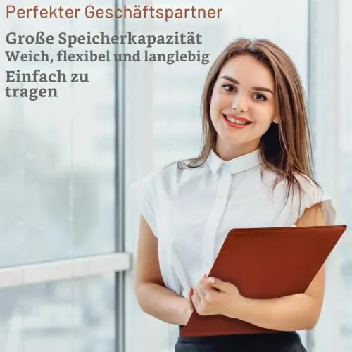 HAUTOCO A4 Schreibmappe, PU Leder Mappe mit Mehrere Kartensteckplätze