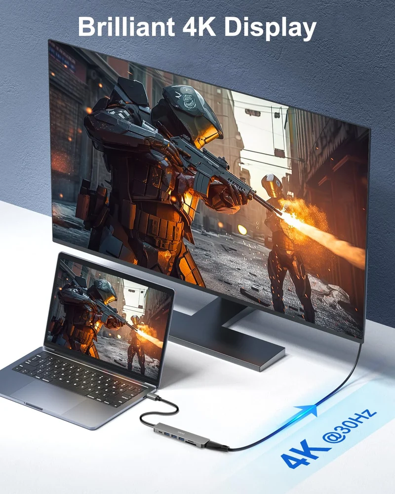 7-in-1 USB C Hub HDMI 4K SD/TF-Kartenleser