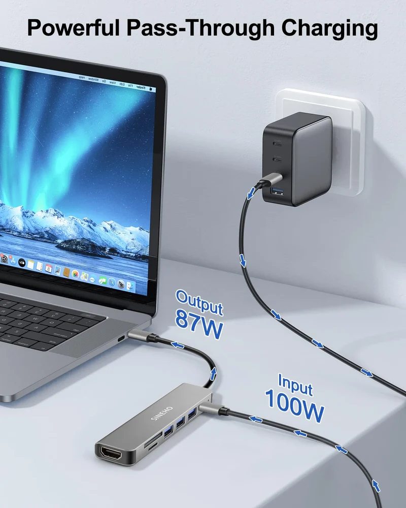 7-in-1 USB C Hub HDMI 4K SD/TF-Kartenleser