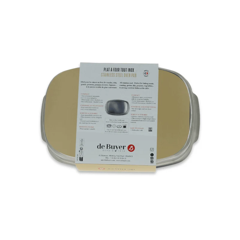 De Buyer, Rechteckige Auflaufform Edelstahl 38x26cm