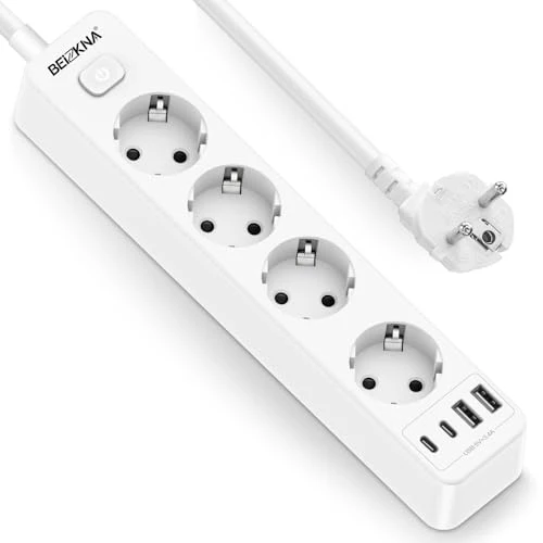 Steckdosenleiste 4 USB Mehrfachsteckdose 2 USB C mit 1.8M Kabel Schalter
