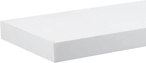 eSituro Wandregal, schwebendes Regal für Wandmontage, Schweberegal Hängeregal Wandbrett im Wohnzimmer Schlafzimmer Küche Badezimmer, weiß modern, MDF, 100x3,8x22,9 cm