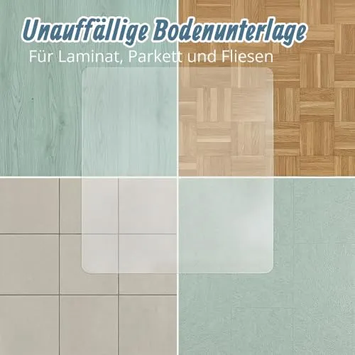 Relaxdays Bodenschutzmatte Bürostuhl, Bodenunterlage Laminat, Parkett, rutschfest, Verschiedene Größen, transparent