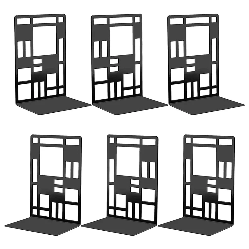 6 Stück Buchstütze Metall Buchstützen Bücherständer Geometrischer