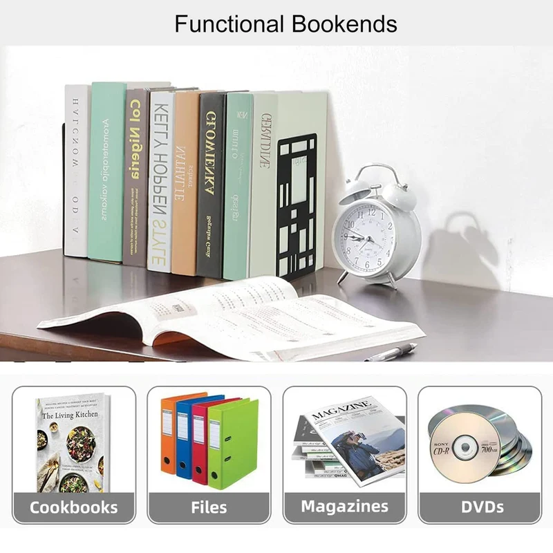 6 Stück Buchstütze Metall Buchstützen Bücherständer Geometrischer