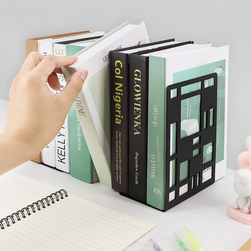 6 Stück Buchstütze Metall Buchstützen Bücherständer Geometrischer