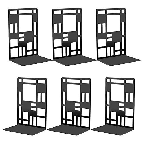 6 Stück Buchstütze Metall Buchstützen Bücherständer Geometrischer