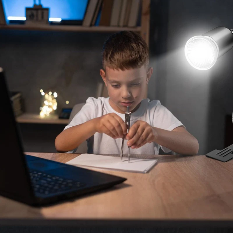 Vaileal 2 Stück Klemmleuchte: LED-Lampenfassung E27, E27 Lampenfassung mit Clip, Klemmlampe 360° Einstellbar Flexiblem Schwanenhals für Lesen Innen Beleuchtung, Bett Nachtlesen (Schwarz)