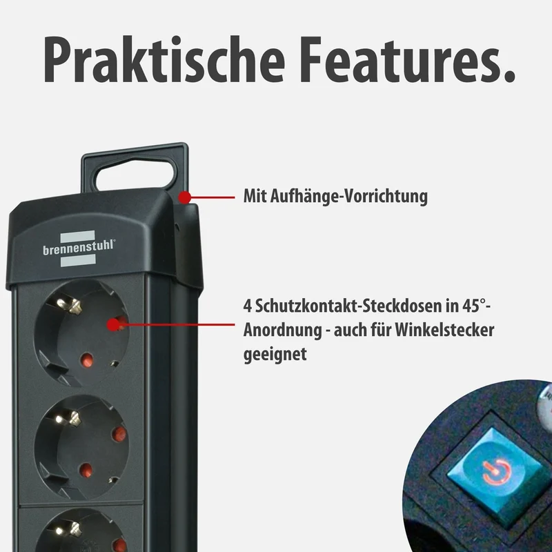 Brennenstuhl Premium-Line Steckdosenleiste 4-Fach, 1,8m