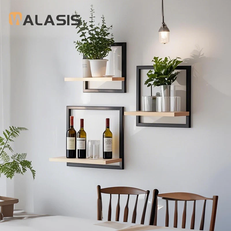 Wandregal Holz Wanddeko Wohnzimmer, 3er Set Kleines Regal Wand