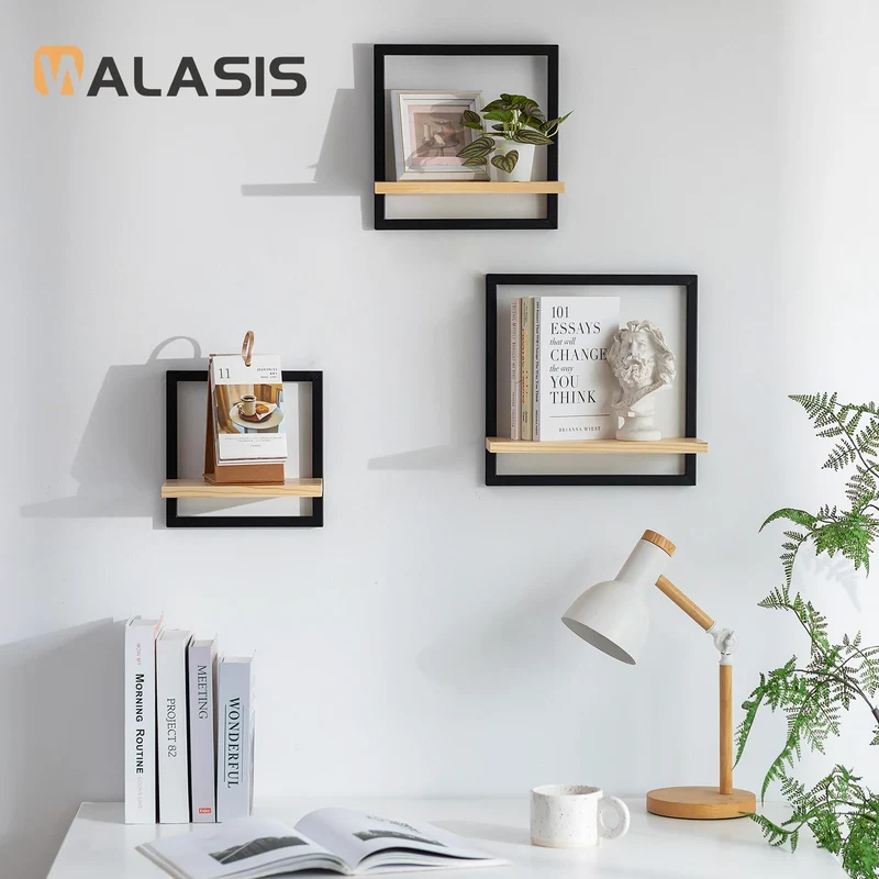 Wandregal Holz Wanddeko Wohnzimmer, 3er Set Kleines Regal Wand