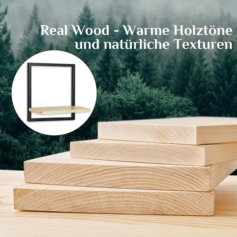 Wandregal Holz Wanddeko Wohnzimmer, 3er Set Kleines Regal Wand