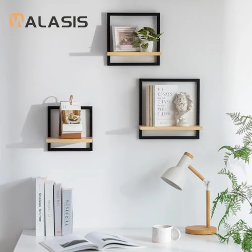 Wandregal Holz Wanddeko Wohnzimmer, 3er Set Kleines Regal Wand